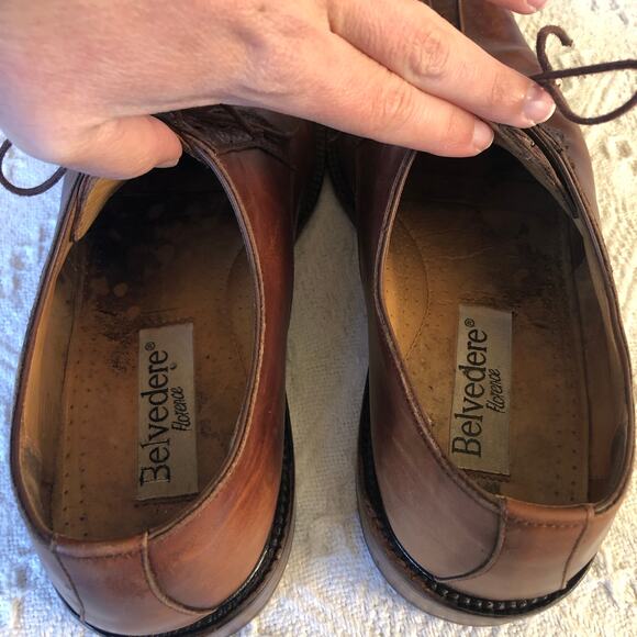 Belvedere Firenze Italian Made 10.5M Lace-Up Oxfords w/ Reptile Trim – Needs TLC - Picture 7 of 12